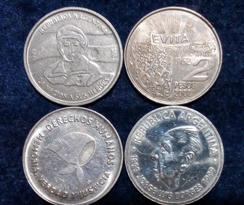 Monedas Argentina Conmemorativas De 2$. Lote X 4 Unid