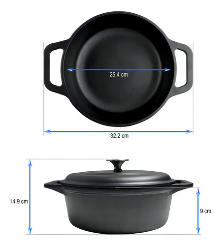 Olla 24 Cm/ 3.8 Litros Hierro Fundido Esmaltado Victoria Color Negro
