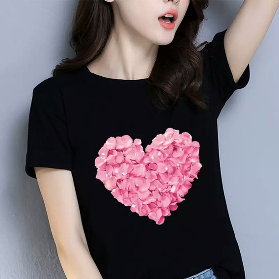 camisetas negras estampadas mujer