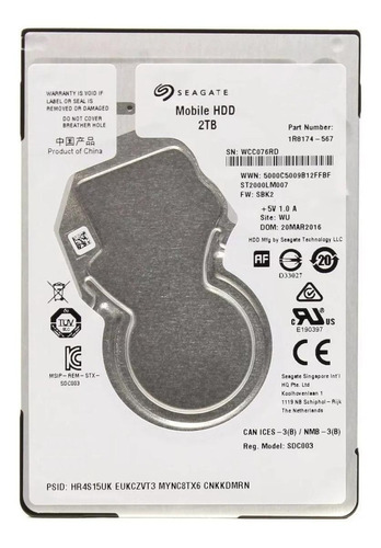 Imagen 2 de 3 de Disco duro interno Seagate Mobile HDD ST2000LM007 2TB