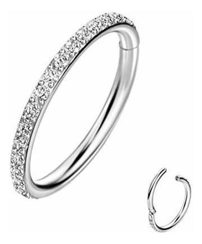 Aros - 1 Piece 16g Clear Cz Cartilage Earrings Hoop 6-12mm 