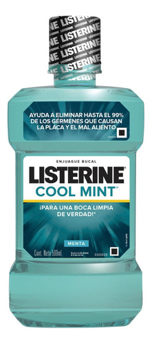 Enjuague Bucal Listerine Cool Mint Sabor A Menta 24hs 500 Ml