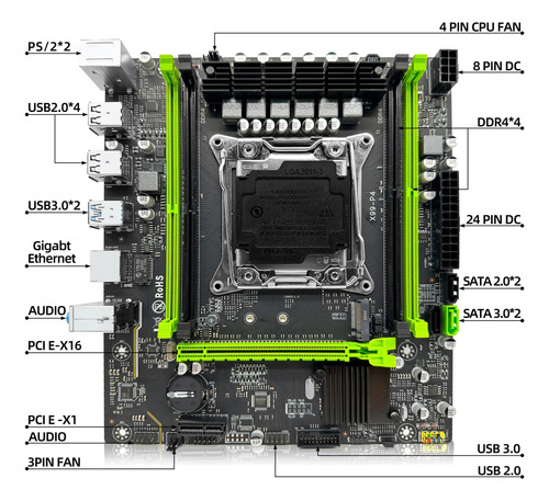 Kit Xeon Placa Mãe X99 + Processador Xeon E5 2630v4 Preto