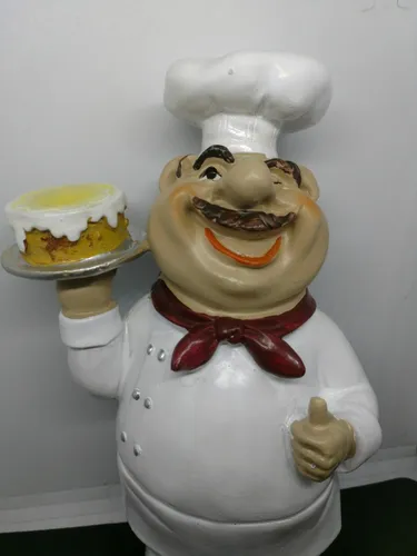 Figura Chef Con Torta De Resina 20cm X 9cm Excelente Calidad