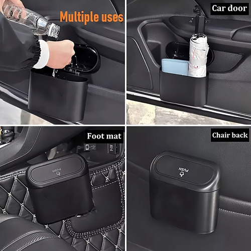 Cubo De Basura Colgante Para Coche Con Tapa