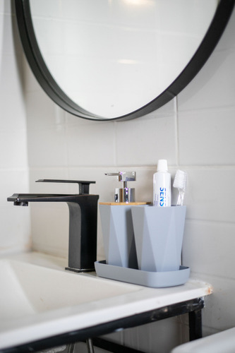 Set X3 Accesorios Baño Piezas Dispenser Jabonera Plastico Color Blanco