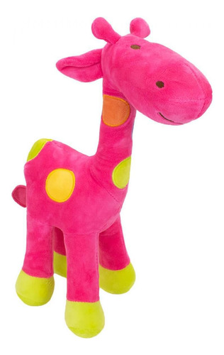 Girafa Rosa Com Pintas Coloridas 34cm - Pelúcia