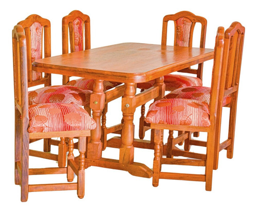 Juego De Comedor Con 6 Sillas Tapizadas La Calandria Marrón Rayado
