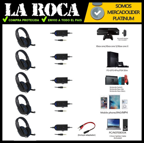 Auricular Gamer Microfono Gaming Xbox Pc Ps4 Youtuber