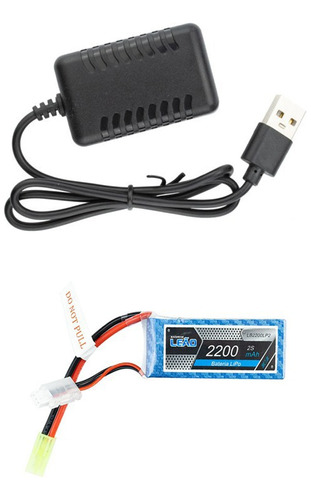 Lipo 7.4v 2200mah 30/60c + Carregador Airsoft Aeromodelo 