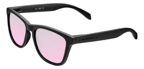 Óculos de sol polarizados Northweek Regular desenho Pipe armação preto-fosco y lente rosa