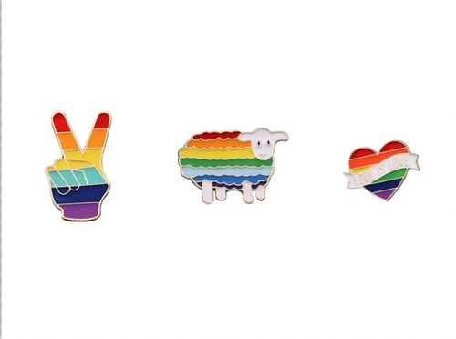 3 Pack Pin/broche/prendedor Decorativo Lgbt + Bolsa Regalo