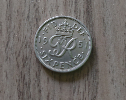 Moneda De 6 Pence Año 1951