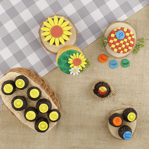 Kit Carimbos Juninos P/ Doces E Brigadeiros Rosa Bebê 2 Cm