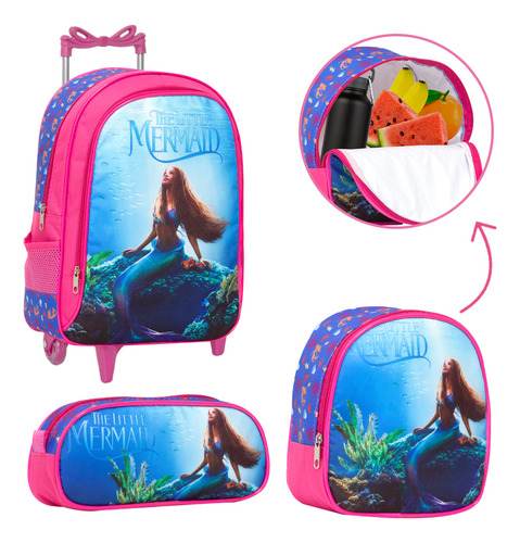 Mochila De Rodinhas Pequena Sereia Juvenil Reforçada Aulas