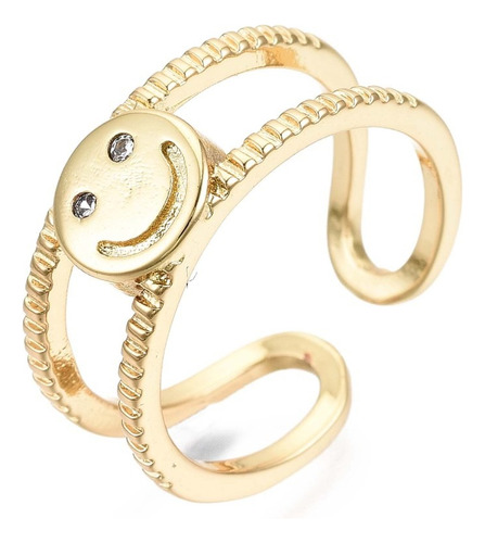 Anillo Abierto Sonrisa Laminado Oro 16k/goldfilled Smile