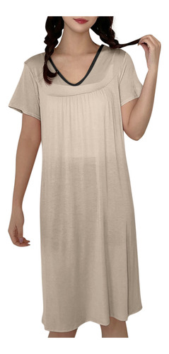 Pijama B Para Mujer Con Cuello En V, Color Liso, Con Cojín E