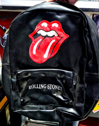 Mochila Rock Rolling Stones Cuero Bordada Exc Metal Rock 