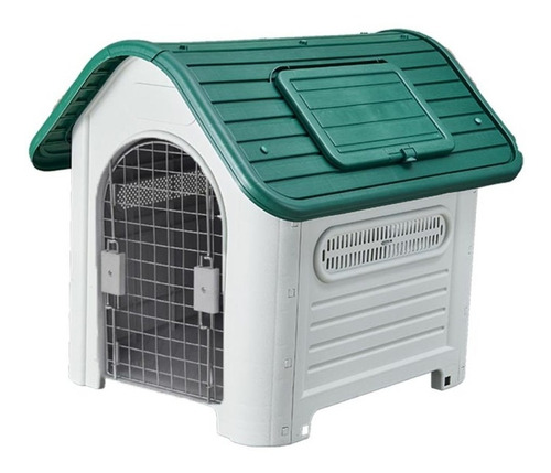 Casa Para Perro Verde Con Puerta De Reja Pet-plas 87x72x75 M