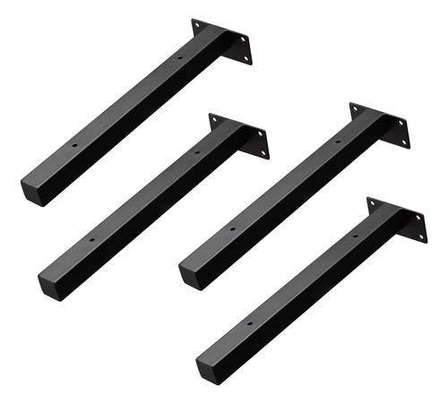 4 Soportes Flotantes Para Estantes De Metal Negro, En Pared