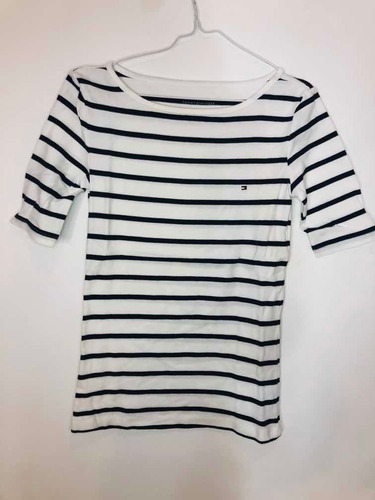 Remera Tommy Manga 3/4 Rayada