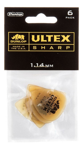 6 Plumillas Dunlop Ultex Sharp 1.14 433p1.14 Color Amarillo/Transparente