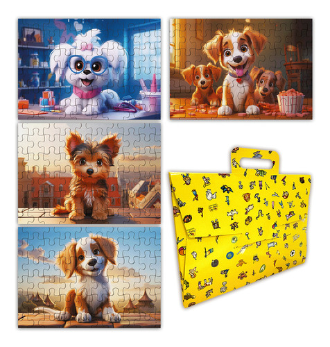 Quebra Cabeça Kit Com 4 Modelos Cachorros - Vol 4