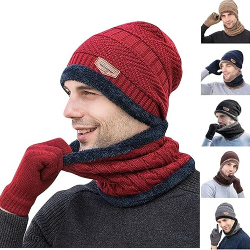 4 Set Gorro Y Cuello Invierno De Lana Con Interior Chiporro