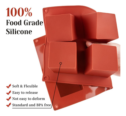 Molde Cuadrado De Silicona Antiadherente Para Hornear 5 X 5