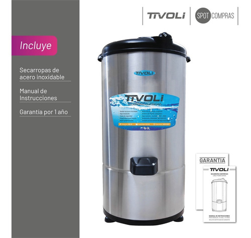 Secarropas Centrifugo Tivoli Acero Inoxidable 6,5kg Tvi-si62