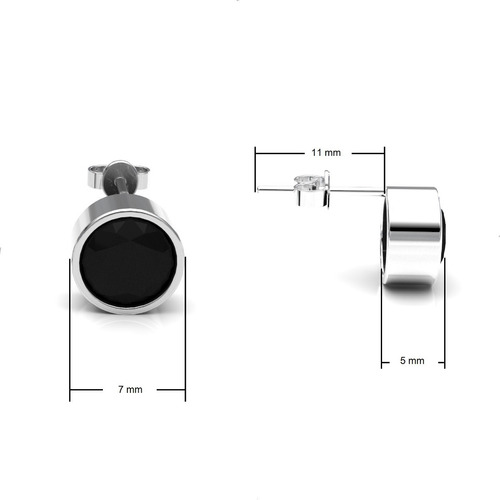 Imagen 3 de 10 de Aretes Broqueles De Plata 925 Y Zirconia Cubica Negra Agálea
