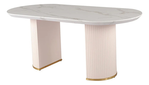 Brüm - Mesa De Comedor Dubrovnik Blanca 180cm Cerámica Y Mdf