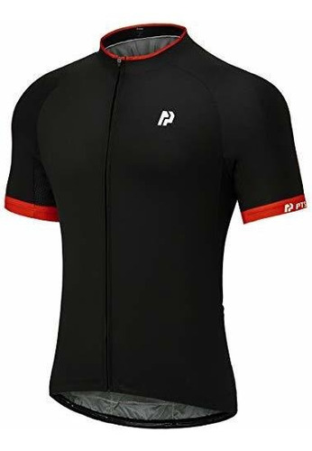 Ptsoc Men's Basic Cycling Jerseys Tops Bike Shirt With 3 Rea