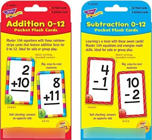 Pack Cartas Suma Y Resta Trend Enterprises 0-12 Para Niños (Usado)