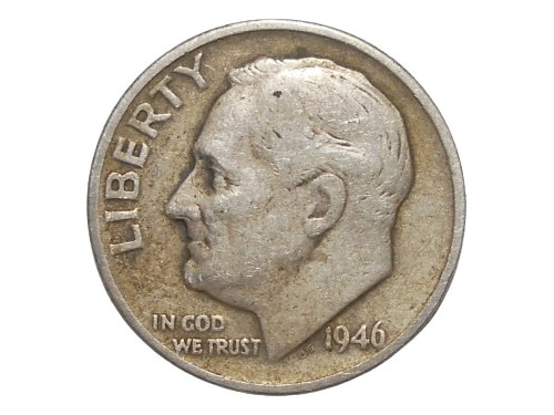 Estados Unidos 1 Roosevelt Dime 1946 - Plata - Pátina 