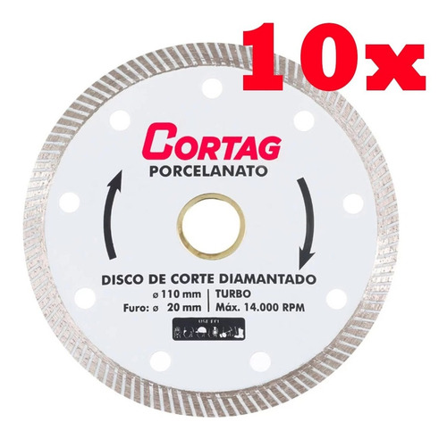 10 Discos De Porcelanato 110mm  - Cortag 