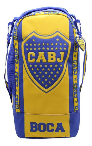 Mochila Botinero Boca Juniors La Mitad Mas Uno Color Azul Diseño De La Tela Liso