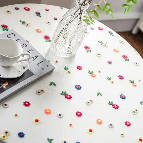 Nuevo Mantel De Comedor Redondo Bordado De Colores.