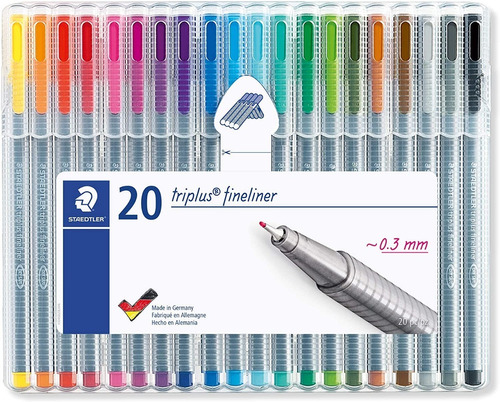 Caneta Triplus Fineliner Staedtler 0.3mm Ponta Fina 20 Cores