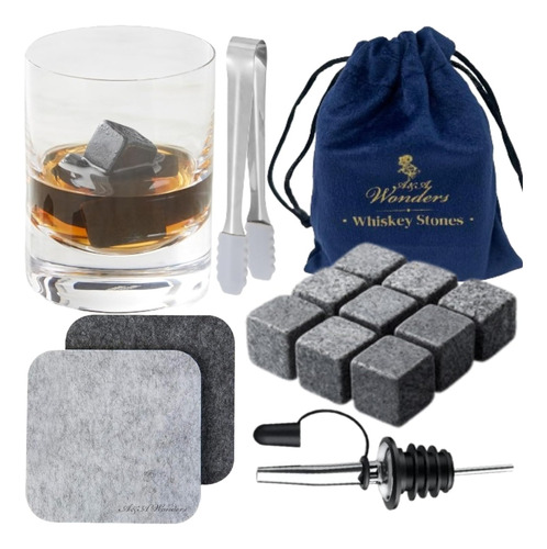 Juego De 9 Piedras De Whisky Premium De Granito 100% Natural