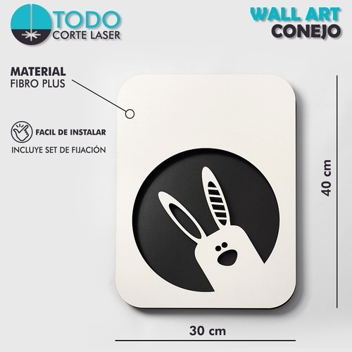 Imagen 5 de 5 de Cuadro Decorativo En Madera Calada Conejo Mural