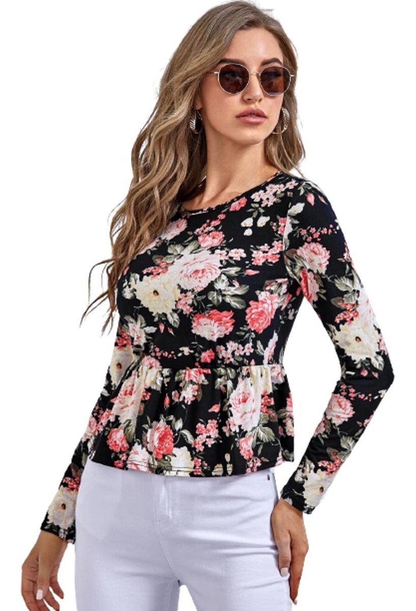 blusa con estampado floral multicolor