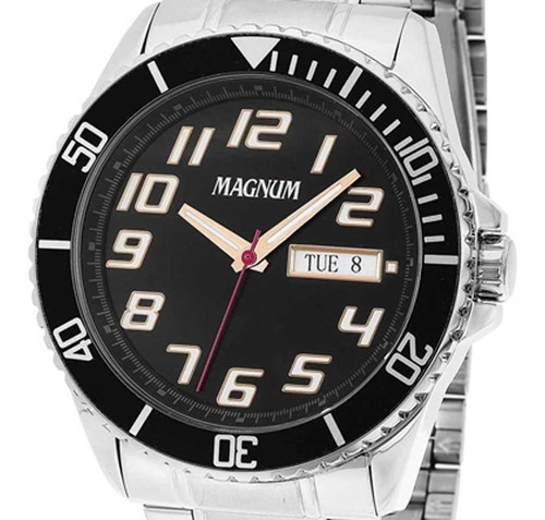 Relógio Magnum Masculino Ref: Ma35155t Esportivo Prateado