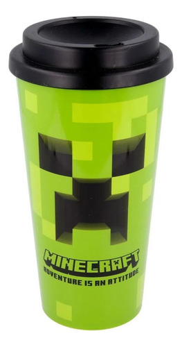 Vaso Doble Pared Con Tapa Minecraft 520ml