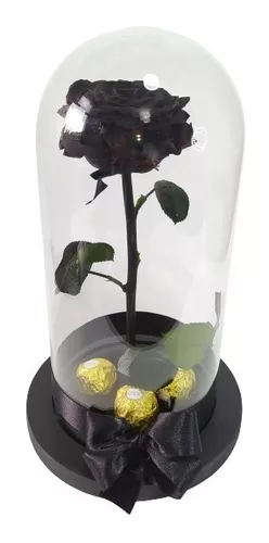 Rosa Preservada Negra Premium Caja De Lujo Sorpresa Eterna