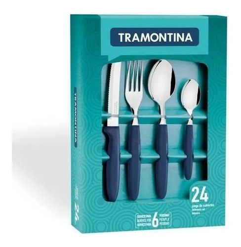 Juego De Cubiertos Ipanema Tramontina X24pzs Mango Plastico