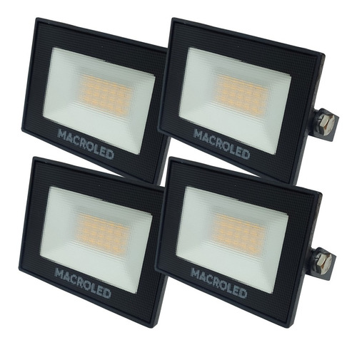 Pack X4 Reflectores Cálido Led 10w Ip55 220v Alta Potencia 