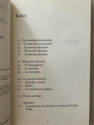 Libro El Mito De Sísifo. Camus.