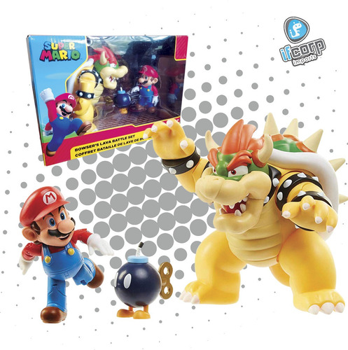 World Of Nintendo Bowser's Vs Mario Diorama Lava Battle Set