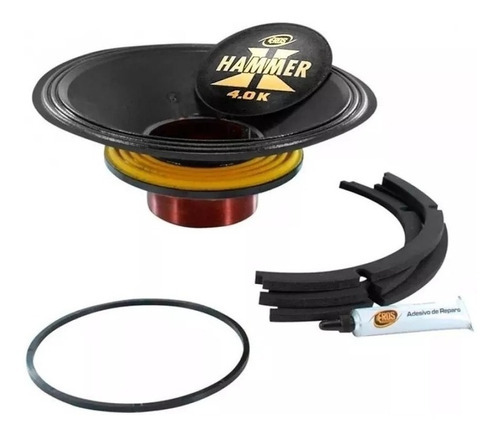 Reparo P/ Woofer 12'' Eros E-12 Hammer 4.0k 2000w Rms 4 Ohms Cor Preto